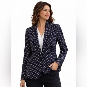 Hobbs Blue and White Polka Dot Blazer